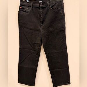 Hudson Jeans Noa High Rise Straight Crop Black Stellar Coated Size 30